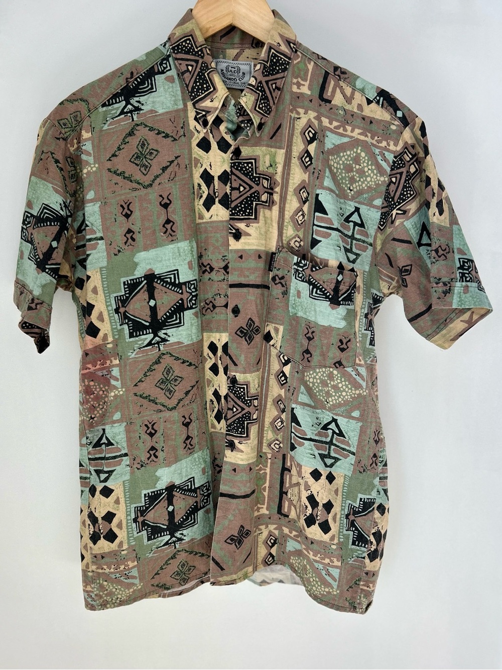 Vintage 90s Armando Club Abstract Geometric Print Button Up Shirt M